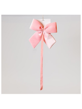 Φιογκος, Βελουδινος Ροζ, με Κορδελα, 28cm