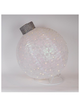 Φωτιζομενη Χριστουγεννιατικη Λευκη Mπαλα, με Βαση, 4,5v Μετασχηματιστη, 100 Θερμα Λευκα Led, 64x64x77,5cm, Προεκταση Παροχης 5m, Ip44