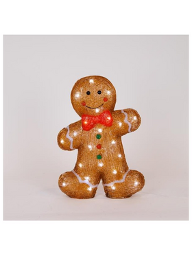 Ακρυλικος Gingerbread, Μετασχηματιστη, 40 Λευκα Led, 28x8x37cm, Προεκταση Παροχης 5m, Ip44