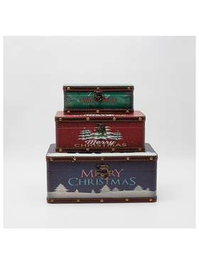Κουτια Διακοσμητικα, με Χριστουγεννιατικα Σχεδια,  Ξυλινα. σετ 3 Τμχ, 30x20x13,  25x15x10 και 20x10x8cm