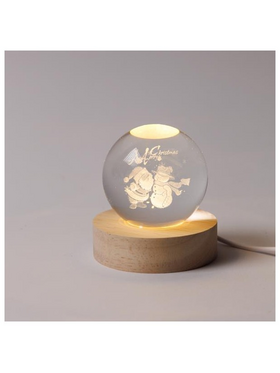 Φωτιζομενη Μπαλα 6cm, Χριστουγεννιατικη Σχεδιο, Χιονανθρωπος με Αγιο Βασιλη, Usb, 6 Θερμα Λευκα smd Led, Bαση 7cm, Προεκταση Παροχης 70cm, Ip20