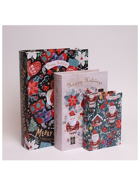 Βιβλια Διακοσμητικα, με Καρυοθραυστη,  Ξυλινα, σετ 3 Τμχ, 32x23x7,  25x18.5x5.5 και 18x13x4cm