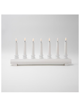 Ξυλινο Κηροπηγιο, Αψιδα, Λευκο, Timer, Μπαταριας, 39x5.5x18cm