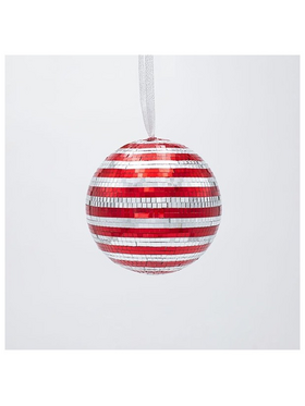 Γυαλινη Μπαλα, Ντισκο,κοκκινη Ασημι, 10cm