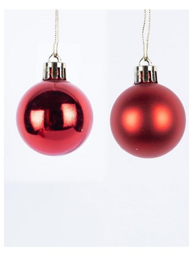 Μπαλα Πλαστικη, Κοκκινη, Γυαλιστερη και Ματ, σετ 6τμχ, 4cm (Top 120)