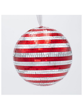 Γυαλινη Μπαλα, Ντισκο, Κοκκινη Ασημι, 20cm