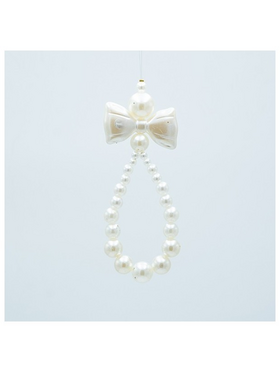 Στολιδι με Περλες και Φιογκο, Λευκο, 5x14cm