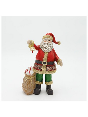 Αη Βασιλης Πολυρεζιν, με Κοκκινη Φορεσια και Καμπανουλα, 13x19cm