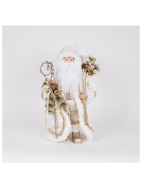 Αη Βασιλης με Λευκη Γουνινη Καπα, 46cm