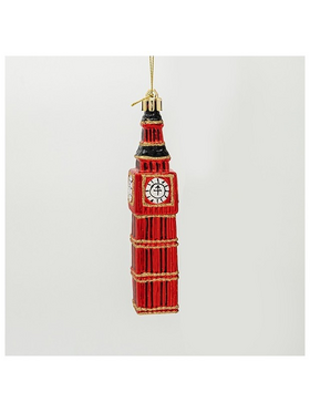 Πλαστικο Στολιδι, big Ben, Κοκκινο, 13.5cm
