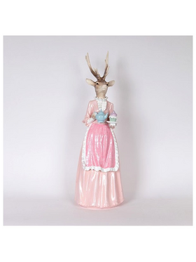 Κυρια Ταρανδος Πολυρεζιν, Ροζ, με Τσαγιερα, 21.5x20.5x62cm