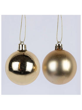 Μπαλα Πλαστικη, Χρυση, Γυαλιστερη και Ματ, σετ 6τμχ, 6cm (Top 120)