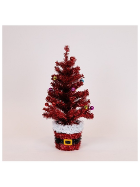 Δεντρακι Στολισμενο με Βαση αη Βασιλης, Κοκκινο, 45cm
