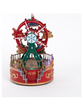 Ροδα Λουνα Παρκ, με Χιονονιφαδα, με Φως, Μουσικη και Κινηση, Μπαταριας, 13x13x18.5cm