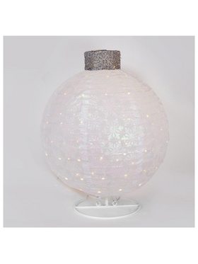 Φωτιζομενη Χριστουγεννιατικη Λευκη Mπαλα, με Βαση, 4,5v Μετασχηματιστη, 50 Θερμα Λευκα Mini Led, 45x45x60cm, Προεκταση Παροχης 3m, Ip44