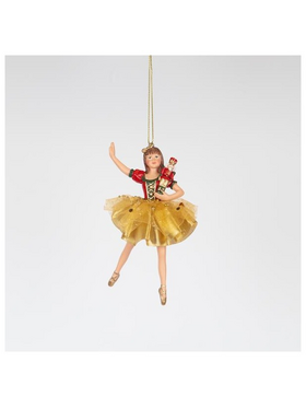 Μπαλαρινα με Καρυοθραυστη και Χρυση Φουστα, 13cm