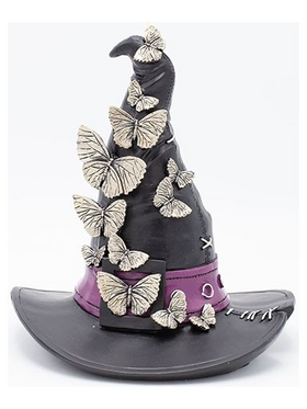 Καπελο Μαγισσας Πολυρεζιν, Μαυρο, με Πεταλουδες, Halloween, 20.3x19.3x22.5cm