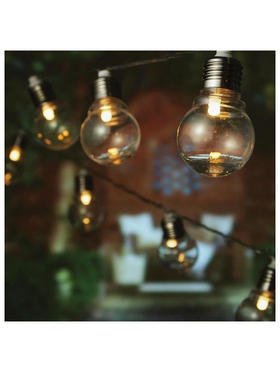 Party Led, 20 led με Πλαστικους Διαφανους Γλουμπους 5cm,  31v Adaptor, Διαφανο Καλωδιο, Θερμο Λευκο Led, Προεκταση Παροχης 1m, ανα 20cm, Ιρ44