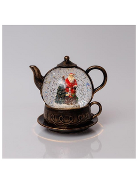 Φωτιζομενη Καφε Τσαγιερα, με Νερο στο Εσωτερικο, Μπαταριας 3xaa, Timer, 1 Θερμο Λευκο Led, 19*15*19cm, Ip20