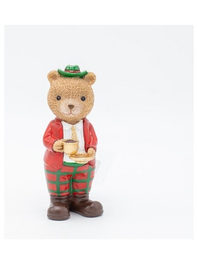 Διακοσμητικο Πολυρεζιν, Αρκουδακι Vintage με Φλυτζανακι, 6x12.5cm