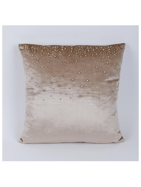 Μαξιλαρι, Μπεζ Βελουδο με Στρας, 45x45cm
