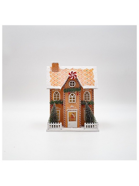 Χαρτινο Σπιτακι, Μπεζ με Candy, Φωτιζομενο, 15.5x12x20.5cm