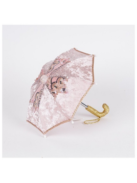 Ομπρελα Γκεισας, ροζ Βελουδο, 16x20cm