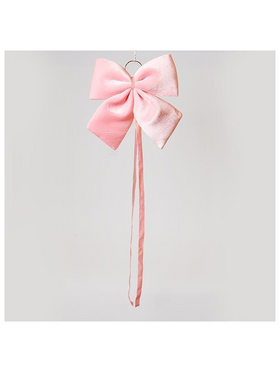 Φιογκος, Βελουδινος Ροζ, με Κορδελα, 34cm