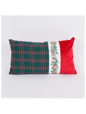 Μαξιλαρι με Γκι, Πρασινο Καρο, 30x50cm