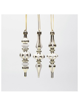 Πλαστικος Σταλακτιτης, Χρυσο με Λευκο, σετ 3τμχ, 13cm