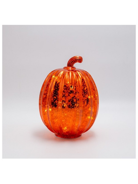 Φωτιζομενη Πορτοκαλι Πλαστικη Κολοκυθα, Μπαταριας 3xaaa, Χρονοδιακοπτη, 10 Θερμα Λευκα Led, 15x20cm, Ip20