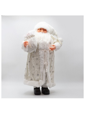 Αγιος Βασιλης με Λευκα Γουνινα Ρουχα και Σακο με Berry, 80cm