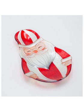 Πιατελα Αγιος Βασιλης Candy, Γυαλινη Διακοσμητικη, 19x30cm