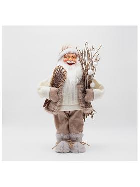 Αγιος Βασιλης, με Μπεζ Γουνα και Παγοπεδιλα, 45cm