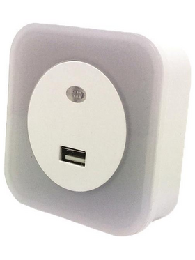 Φωτακι Νυκτος led 1.5w 2700κ 220-240v με usb και Φωτοκυτταρο