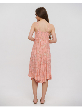 Ble Φορεμα Μακρυ Αμανικο σε Σομον Χρωμα me Lurex one Size (100% Viscose)