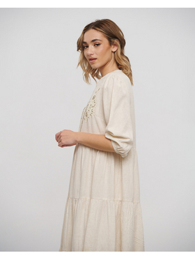 Ble Φορεμα Μπεζ με Χαντρες one Size (100% Cotton Flex)