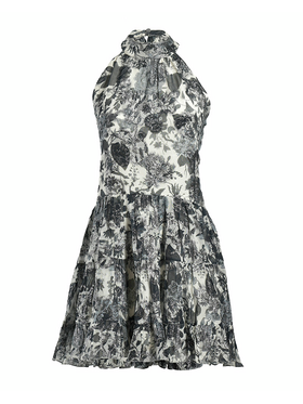 Ble Φορεμα Κοντο Amaniko Ασπρομαυρο με Lurex one Size (Viscose Georgette)