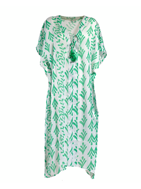 Ble Φορεμα Μακρυ Λευκο/πρασινο one Size (100% Polyester)