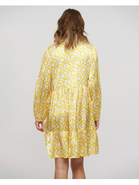 Ble Φορεμα Λευκο/κιτρινο με Φουντες one Size (100% Polyester)