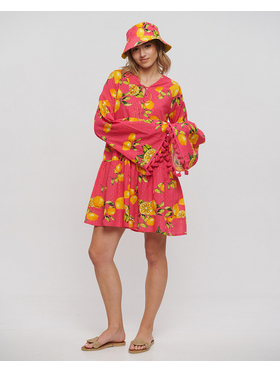 Ble Φορεμα Ροζ/κιτρινο με Σχεδιο Λεμονια one Size (98% Cotton 2% Lurex)