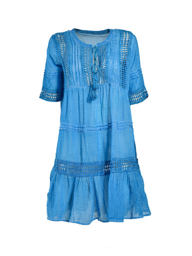 Ble Φορεμα/καφτανι Κοντο σε Μπλε Χρωμα one Size (100% Cotton)