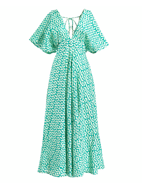 Ble Φορεμα Μακρυ Πρασινο/λευκο one Size (100% Cotton)