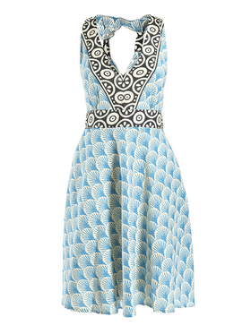 Ble Φορεμα Κοντο Αμανικο Μπλε/λευκο one Size (100% Cotton)