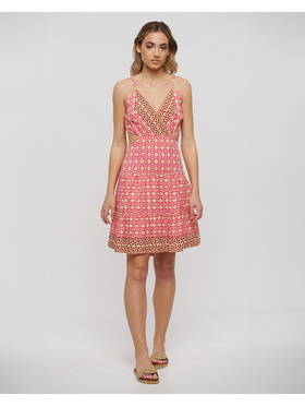 Ble Φορεμα Κοντο Ροζ/λευκο one Size (100% Cotton)