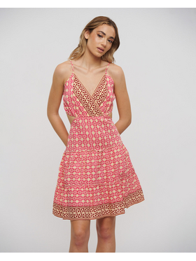 Ble Φορεμα Κοντο Ροζ/λευκο one Size (100% Cotton)