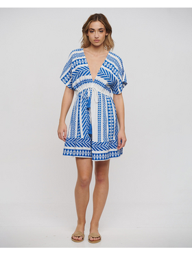 Φορεμα Κοντο Λευκο/μπλε one Size(100% Cotton)