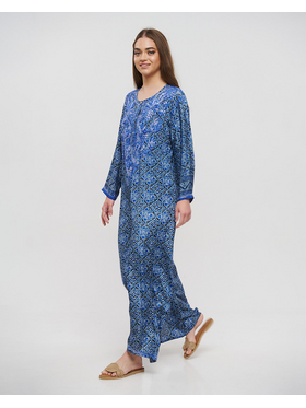 Ble Φορεμα Μακρυ Μπλε m/l (28%silk / 72%crepe)