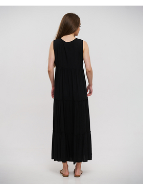 Ble Φορεμα Μακρυ Αμανικο Μαυρο με Γαλαζιες Λεπτομερειες one Size (100%rayon)