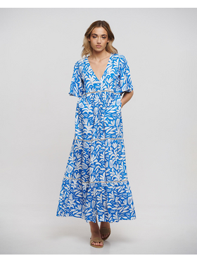 Ble Φορεμα/πουκαμισα Μακρια με με Κοντο Μανικι σε Μπλε/λευκο Χρωμα one Size(100% Rayon)